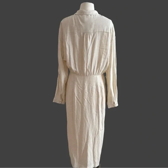 Anthropologie V-Neck Knot Front Midi Dress ⚜️Ivory⚜️ Size 12 - Picture 10 of 16